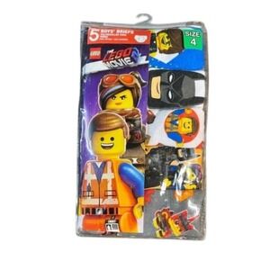 LEGO Movie 2 Boys Briefs 5-Pack Size 4 Emmet Batman Wyldstyle 100% Cotton NEW